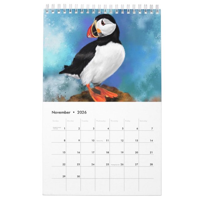 Calendrier des oiseaux magnifiques - Peinture (Nov 2026)