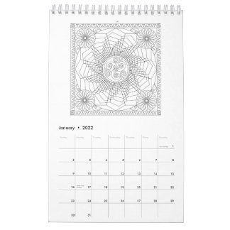 Calendrier des pages de coloriage Mandala en noir 