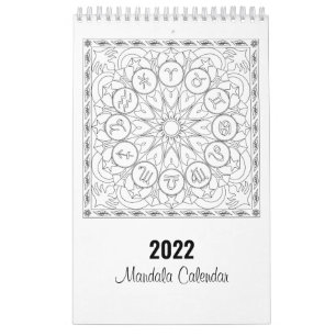 Calendrier des pages de coloriage Mandala en noir 