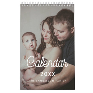 Calendrier des photos de famille de script rétro 2