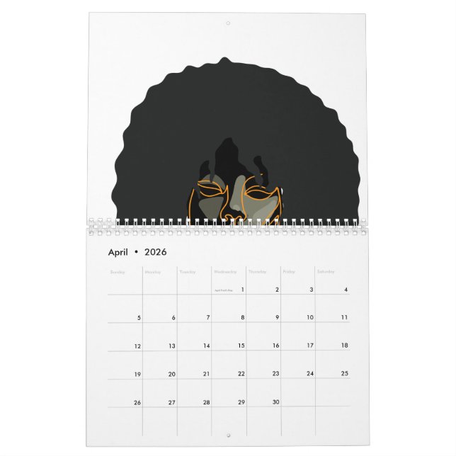 Calendrier des portraits de femmes afro-américaine (Apr 2026)