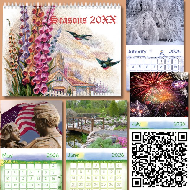 Calendrier des saisons 20XX (Four Seasons Nature Art 20XX Calendar)