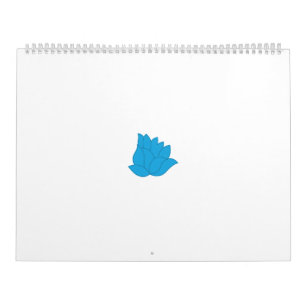 Calendrier Design de fleurs stylisées, bleu turquoise, avec c