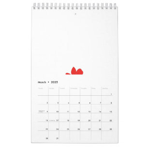 Calendrier Design de pétales de fleurs rouges avec un centre 