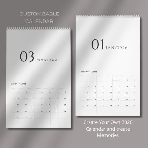 Calendrier Design minimaliste et épuré