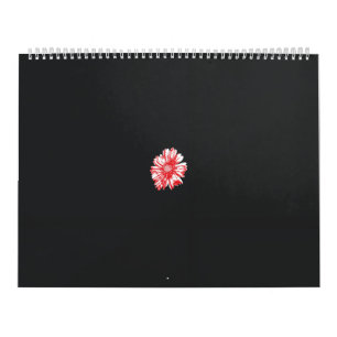 Calendrier dessin d'une fleur rouge sur un arrière - plan bla