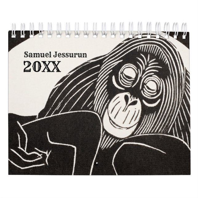 Calendrier Dessin en ligne simple en noir et blanc (Protection)