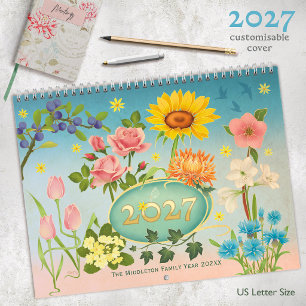 Calendrier dessiné à la main Art Nouveau Fleurs