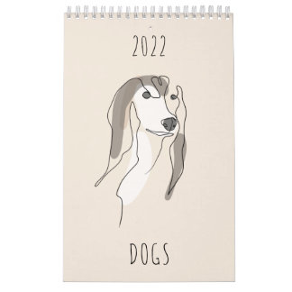 Calendrier Dessins d'une ligne de chien avec couleur