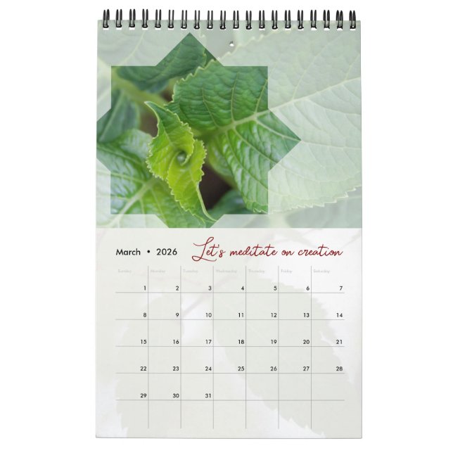 Calendrier Dieu méditation nature étoile élégant (Mar 2026)