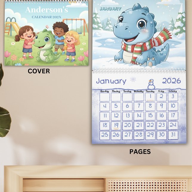 Calendrier Dinosaur Adventure Personalized Kids Calendar 2026 (Créateur téléchargé)