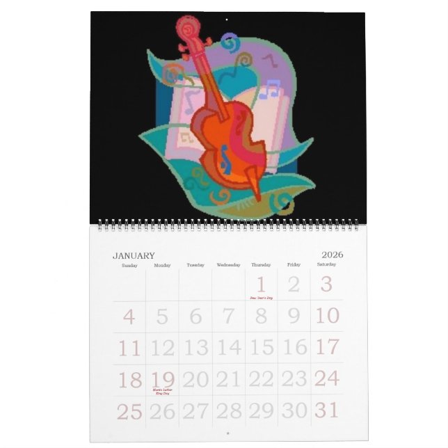 Calendrier d'instruments de musique (Jan 2026)