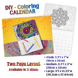 Calendrier do-it-yourself Coloration Mandala Outline Art -