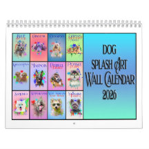 Dog Colourful Splash Art Wall Calendar 2026