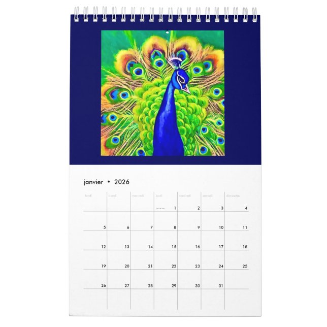 Calendrier double page Petit, Blanc Animaux  (Jan 2026)