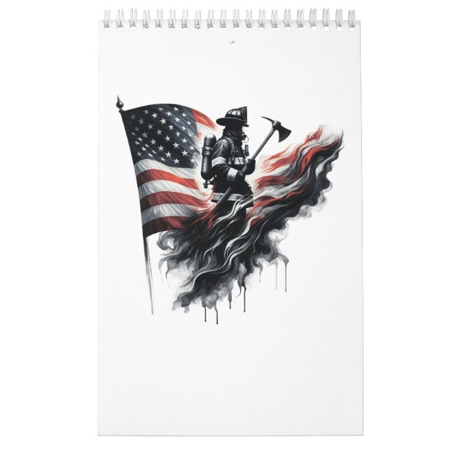 Calendrier Drapeau américain. Pompier (Protection)