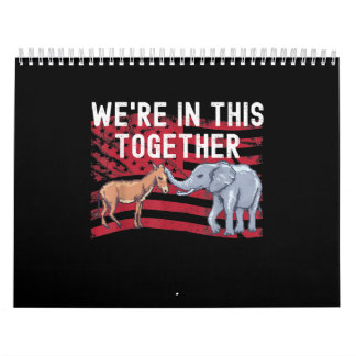 Calendrier Drapeau américain : un âne démocrate, un éléphant