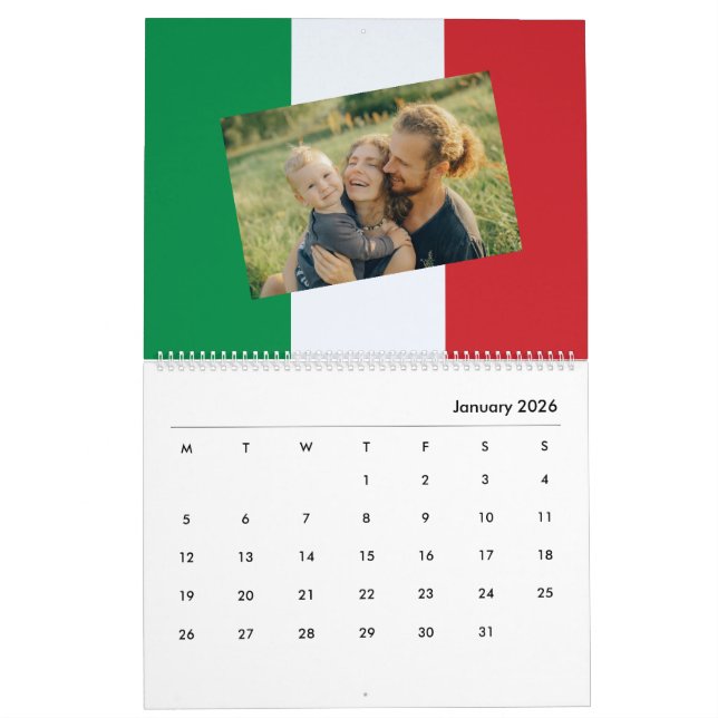 Calendrier Drapeau italien 2026 Calendario Personalizzato per (Jan 2026)