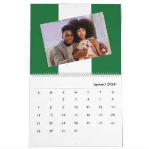 Calendrier Drapeau nigérian Insérer Photo 2026 Famille Nigeri