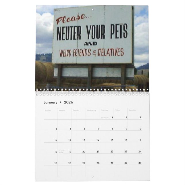 calendrier drôle de signe (Jan 2026)