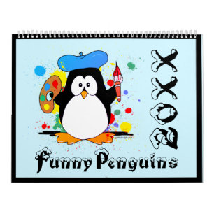 Calendrier Drôle Pingouins Cartoon Fun Couleurs Grand Calendr