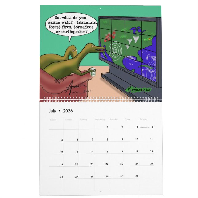 Calendrier Drôle Satire Dinosaure Dessins de la parodie Humai (Jul 2026)