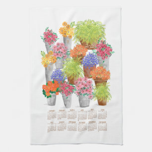 Calendrier du marché aux fleurs Serviette de cuisi