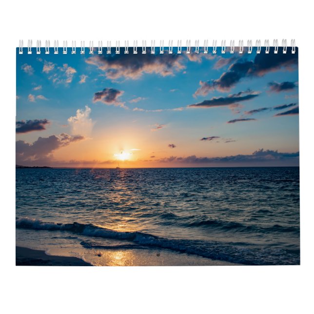 Calendrier du mur du coucher de soleil de la plage (Dos)