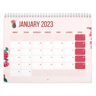 Calendrier du Nouvel An 2023, Fleurs, Jan