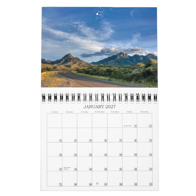 Calendrier du parc national Big Bend (Jan 2027)
