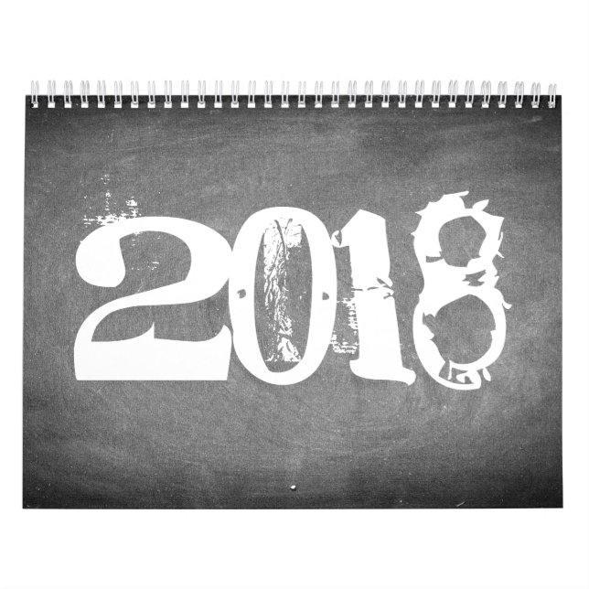 Calendrier du tableau de bord 2018 Texte noir et b (Protection)