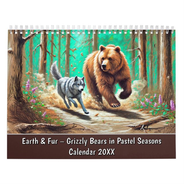 Calendrier Earth & Fur – Grizzly Bears in Pastel Seasons (Protection)