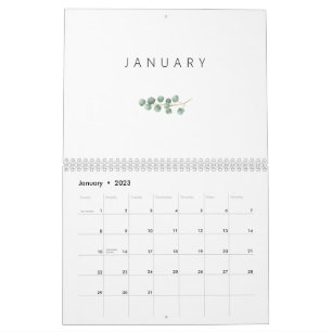 Calendrier Elégant Eucalyptus aquarelle
