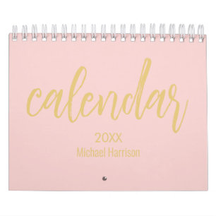 Calendrier Élégant Minimaliste 2026 – Rose Pâle &