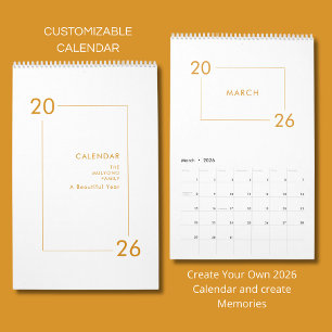 Calendrier Élégant Minimaliste Moderne 2026