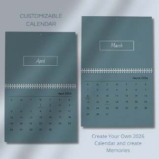 Calendrier Élégant Moderne Minimaliste 2026