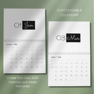 Calendrier Élégant Simple Moderne 2026