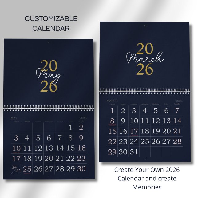 Calendrier Élégant Simple Moderne 2026 (Créateur téléchargé)