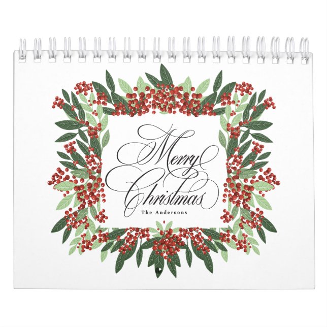 Calendrier Élégante calligraphie main peint Noël personnalisé (Protection)