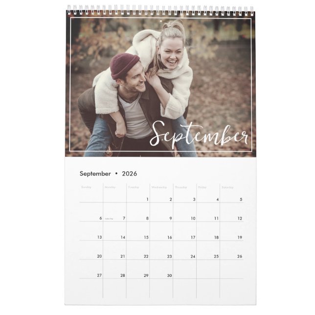 Calendrier Élégante et moderne Photo personnalisée de la fami (Sep 2026)