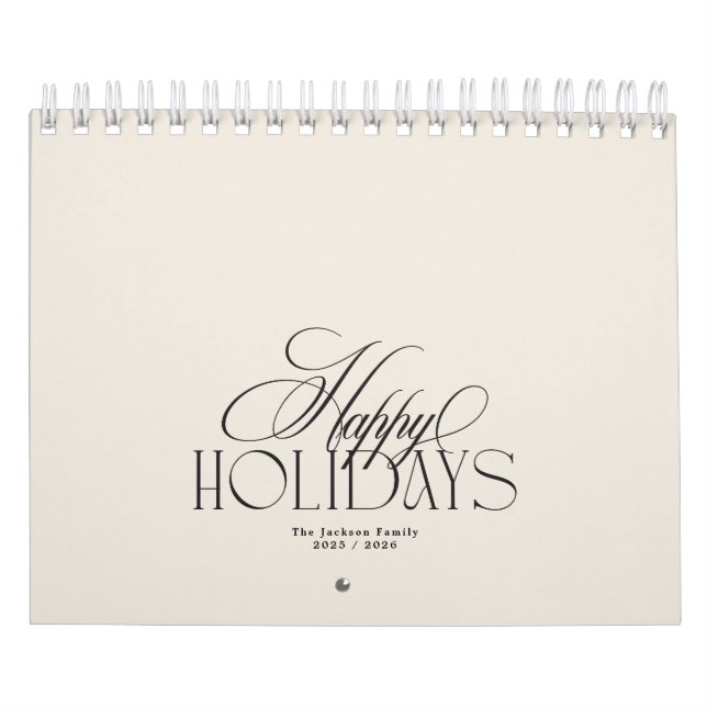 Calendrier Élégante photo personnalisée Calligraphie Crème No (Protection)