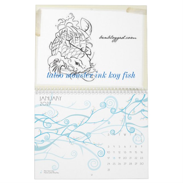 Calendrier encre de monstre de tatouage (Jan 2027)