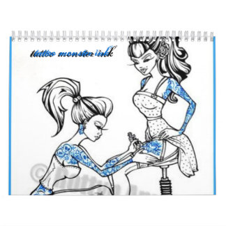 Calendrier encre de monstre de tatouage
