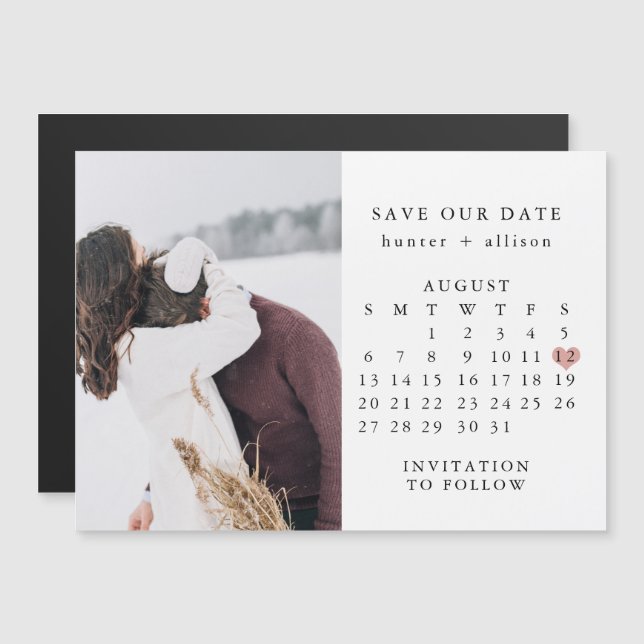 Calendrier Enregistrer la date | Magnet photo (Devant / Derrière)