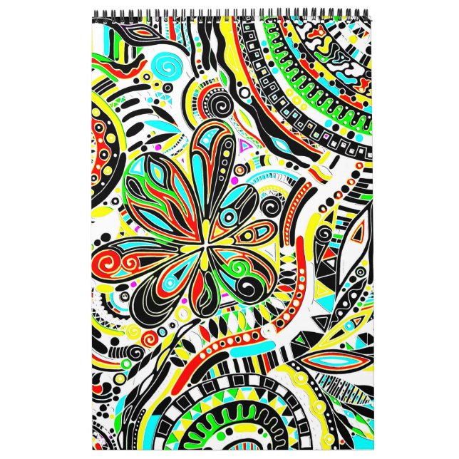 Calendrier Esquisse Imaginaire Art - Fleurs Abstraites 3 (Protection)