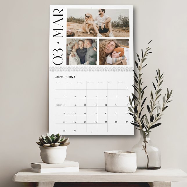 Calendrier Famille minimale moderne 3 Collage photo (Créateur téléchargé)