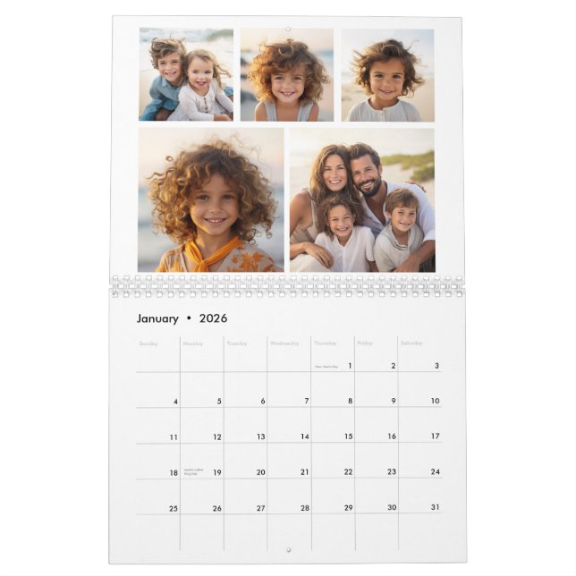 Calendrier Famille Moderne 60 Photo - 5 Par Mois - Personnali (Jan 2026)