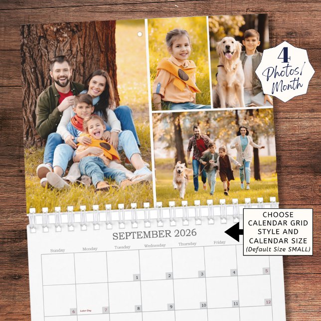 Calendrier Family Photo Collage 4 Photos Per Month (Créateur téléchargé)