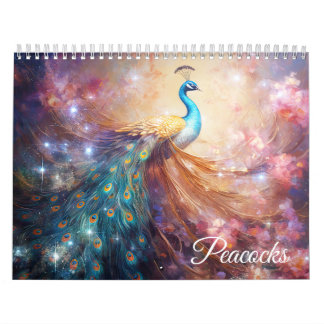 Calendrier Fantasy Peacocks in Abstract Style