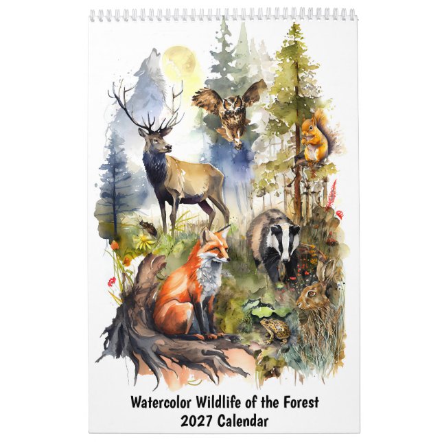 Calendrier Faune forestier à l'aquarelle (Protection)